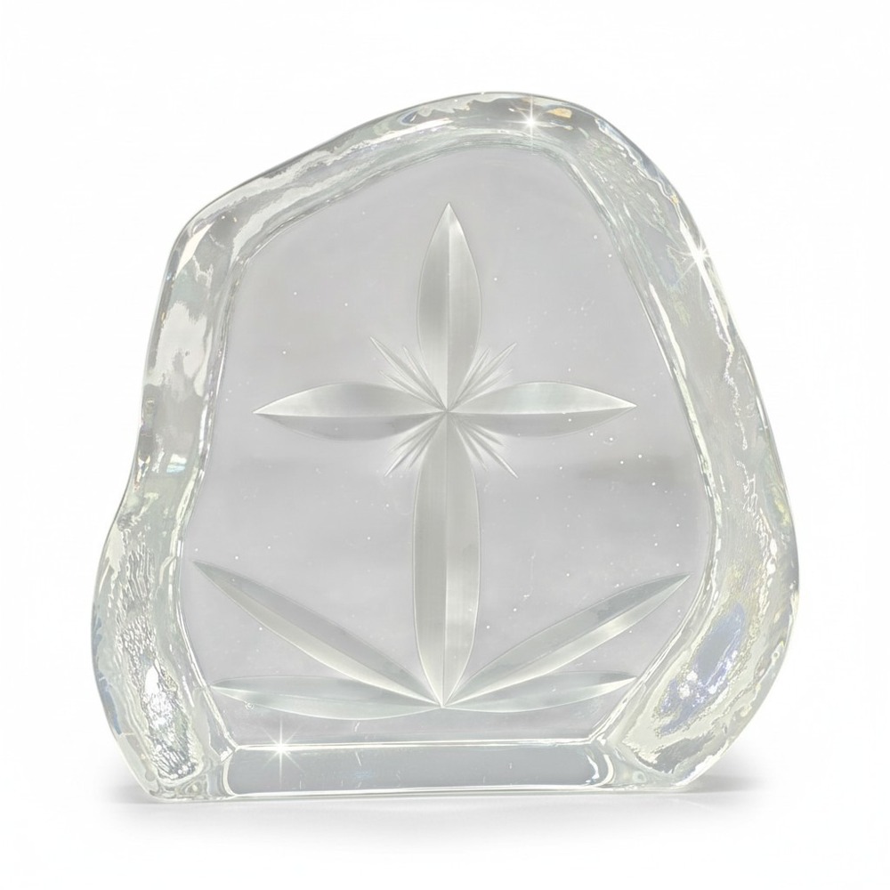 Mats Jonasson Style Crystal Star of‎ Bethlehem Glass Paperweight Sweden 4.75"